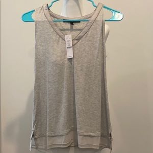 Gray tank top embellished with sheer bottom